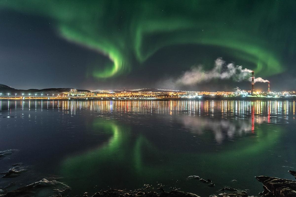 Полярное сияние над Мурманском